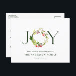 Modern watercolor botanical joy elegant holiday<br><div class="desc">Modern watercolor botanical joy chic elegant holiday postcard. Modern rustic beautiful watercolour painted foliage classy elegant design. Part of a collection.</div>