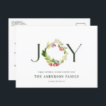Modern watercolor botanical joy elegant holiday<br><div class="desc">Modern watercolor botanical joy chic elegant holiday postcard. Modern rustic beautiful watercolour painted foliage classy elegant design. Part of a collection.</div>