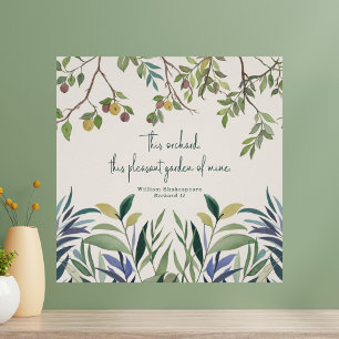 Modern Watercolor Botanical Shakespeare Quote Poster