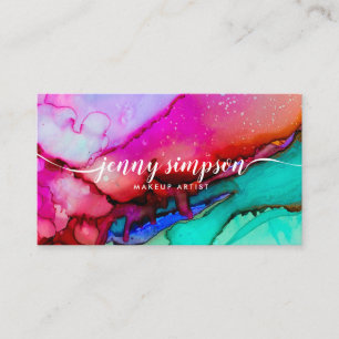 Modern Watercolor Bright Colour Script Calligraph Business Card