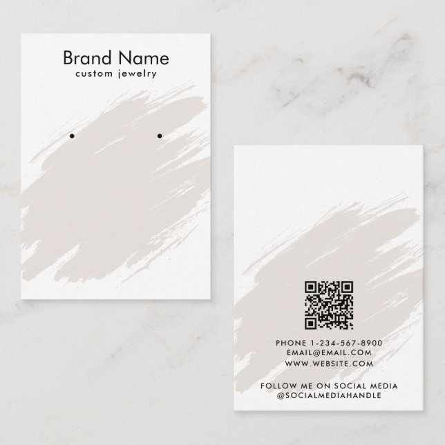Modern Watercolor Brown Jewelry Display Card (Front/Back)