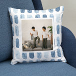 Modern Watercolor Brush Blue | Photo Cushion<br><div class="desc">Modern Watercolor Brush Blue | Photo</div>