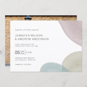 Modern Watercolor Brush Wedding Photo Invitation