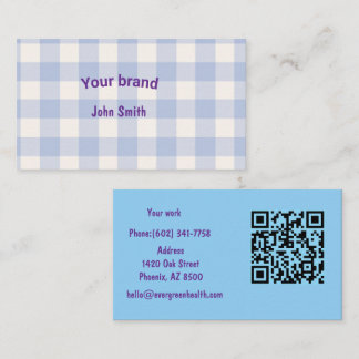 Modern Watercolor Buffalo Plaid QR CODE Business Card