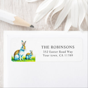 Modern Watercolor Bunny Easter Return Address Return Address Label
