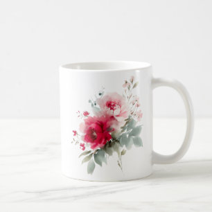 Modern Watercolor burgundy pink flowers  Coffee Mug
