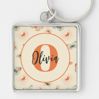 Modern Watercolor Butterflies Key Ring