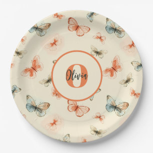 Modern Watercolor Butterflies Paper Plate