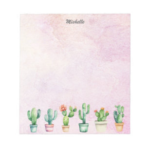 Modern Watercolor Cactus Cacti Desert Succulent Notepad