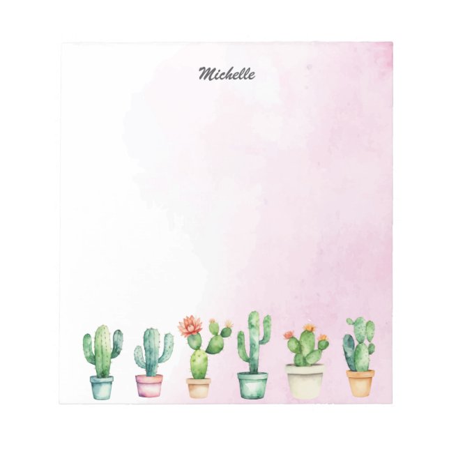 Modern Watercolor Cactus Cacti Desert Succulent    Notepad (Front)