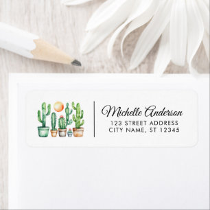 Modern Watercolor Cactus Cacti Desert Succulent    Return Address Label