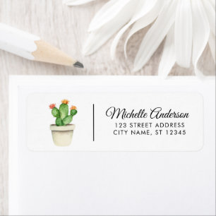 Modern Watercolor Cactus Cacti Desert Succulent  Return Address Label