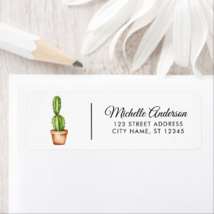 Modern Watercolor Cactus Cacti Desert Succulent  Return Address Label