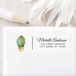 Modern Watercolor Cactus Cacti Desert Succulent  Return Address Label