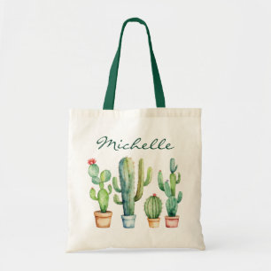 Modern Watercolor Cactus Cacti Desert Succulent Tote Bag