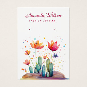 Modern watercolor Cactus earring display card