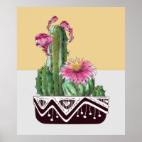 Modern Watercolor Cactus Garden Art