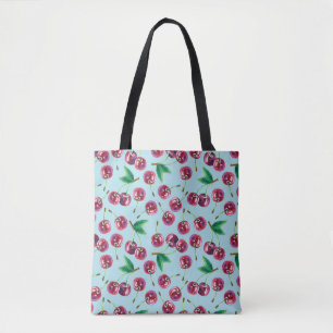 Modern Watercolor Cherries: Juicy Berry Pattern Tote Bag