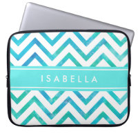 Modern Watercolor Chevron Pattern Blue and White