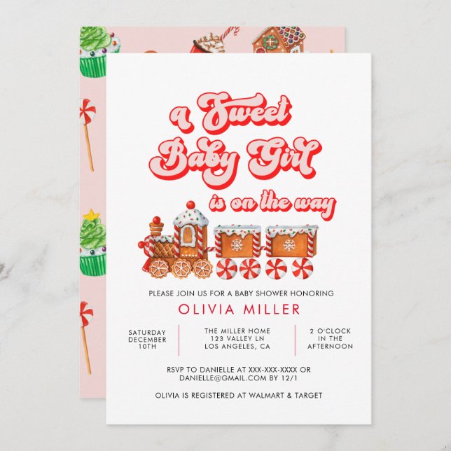 Modern Watercolor Christmas Baby Shower Invitation (Front/Back)
