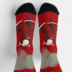 Modern Watercolor Christmas colourful Pine Tree Socks
