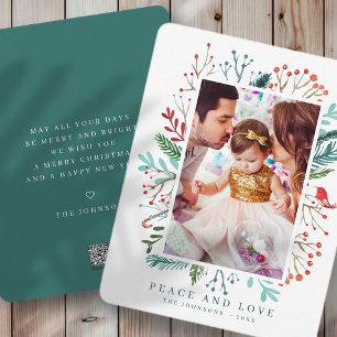 Modern Watercolor Christmas Foliage Botanicals Holiday Card
