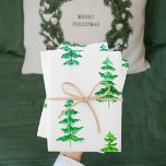 Modern Watercolor Christmas Green Pine Tree Wrappi Wrapping Paper Sheet<br><div class="desc">Modern Watercolor Christmas Green Pine Tree</div>