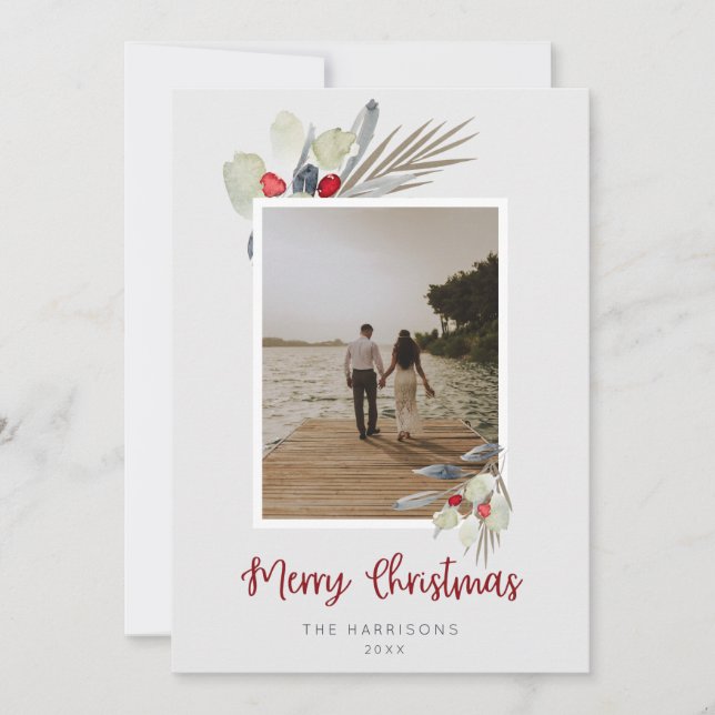 Modern Watercolor Christmas Holiday Card (Front)