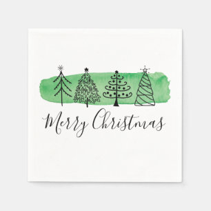 Modern Watercolor Christmas Napkins