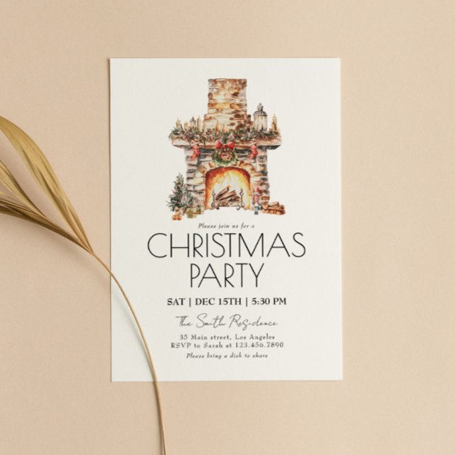 Modern Watercolor Christmas Party Invitation (Creator Uploaded)