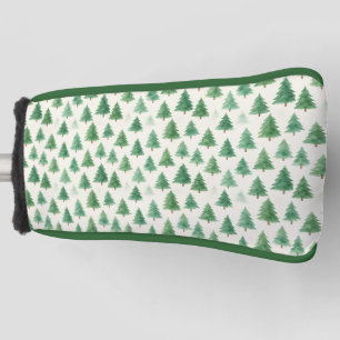 Modern Watercolor Christmas Pine Trees Seamless Golf Head Cover