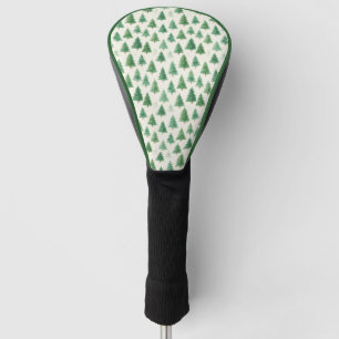 Modern Watercolor Christmas Pine Trees Seamless Golf Head Cover