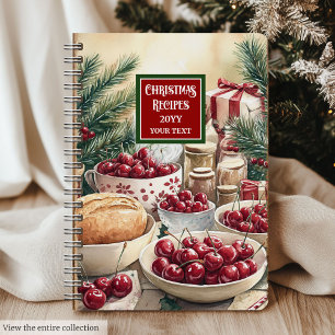Modern Watercolor Christmas Recipe Notebook Gift