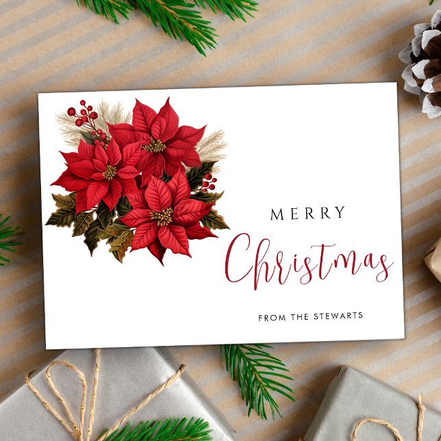 Modern Watercolor Christmas Red Floral Holiday Card (Creator Uploaded)