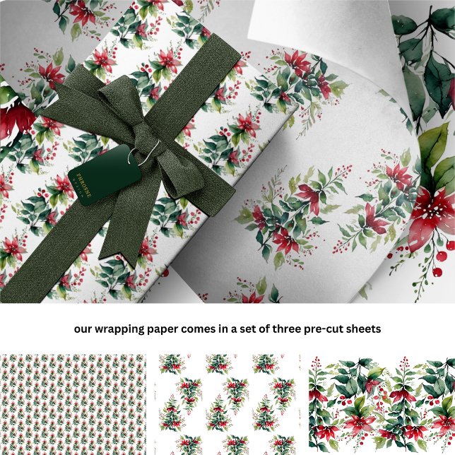 Modern Watercolor Christmas Tree Christmas Holiday Wrapping Paper Sheet (Creator Uploaded)