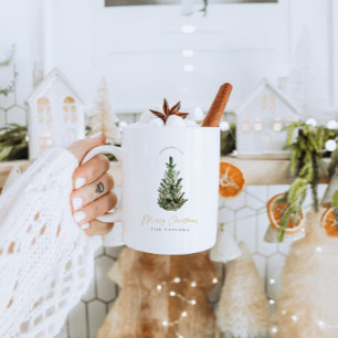 Modern Watercolor Christmas Tree Holiday Mugs