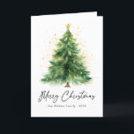 Modern Watercolor Christmas Tree Non Photo Holiday Card<br><div class="desc">Send holiday cheer with our Modern Watercolor Christmas Tree Non-Photo Holiday Card! This elegant design features a beautifully hand-painted watercolor Christmas tree, creating a serene and artistic feel perfect for the season. The soft brushstrokes and modern layout offer a minimalist yet festive touch, making it ideal for anyone seeking a...</div>