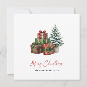 Modern Watercolor Christmas Tree Non Photo Holiday Card