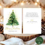 Modern Watercolor Christmas Tree Non Photo Holiday Card<br><div class="desc">Send holiday cheer with our Modern Watercolor Christmas Tree Non-Photo Holiday Card! This elegant design features a beautifully hand-painted watercolor Christmas tree, creating a serene and artistic feel perfect for the season. The soft brushstrokes and modern layout offer a minimalist yet festive touch, making it ideal for anyone seeking a...</div>