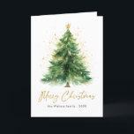 Modern Watercolor Christmas Tree Non Photo Holiday Card<br><div class="desc">Send holiday cheer with our Modern Watercolor Christmas Tree Non-Photo Holiday Card! This elegant design features a beautifully hand-painted watercolor Christmas tree, creating a serene and artistic feel perfect for the season. The soft brushstrokes and modern layout offer a minimalist yet festive touch, making it ideal for anyone seeking a...</div>