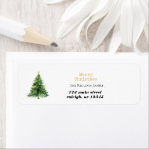Modern Watercolor Christmas Tree Non Photo Holiday Return Address Label