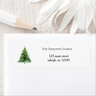 Modern Watercolor Christmas Tree Non Photo Holiday Return Address Label
