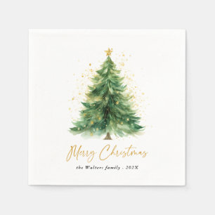 Modern Watercolor Christmas Tree Non Photo Napkin