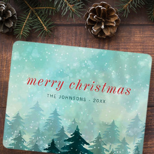 Modern Watercolor Christmas Winter Snow Forest Holiday Card