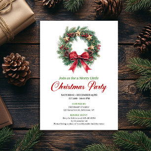 Modern Watercolor Christmas Wreath Party Card