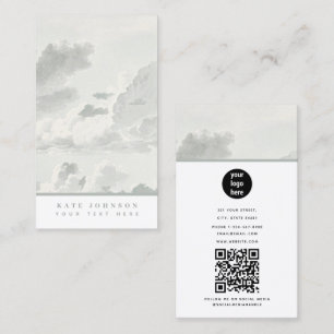 Modern Watercolor Clouds Retro Vintage Minimal Business Card