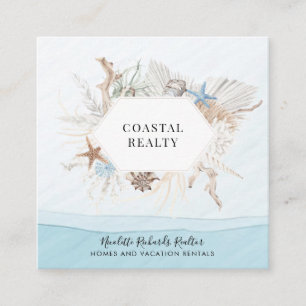 Modern Watercolor Coastal Realtor Real Estate  Square Business Card