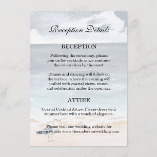 Modern Watercolor Coastal Seascape Wedding Enclosure Card