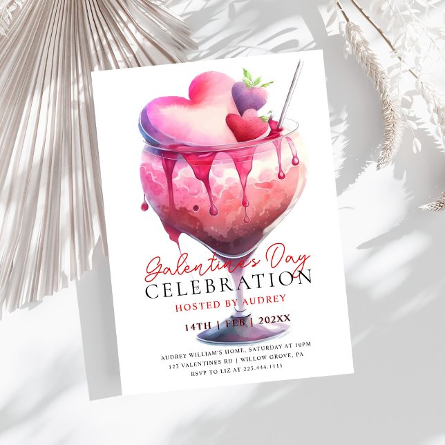 Modern Watercolor Cocktail Galentine's Day Party I Invitation (Creator Uploaded)