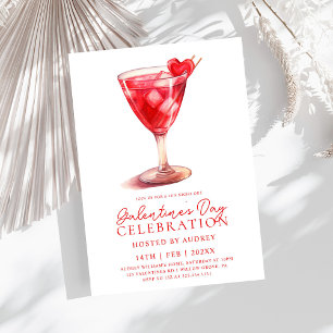 Modern Watercolor Cocktail Galentine's Day Party Invitation